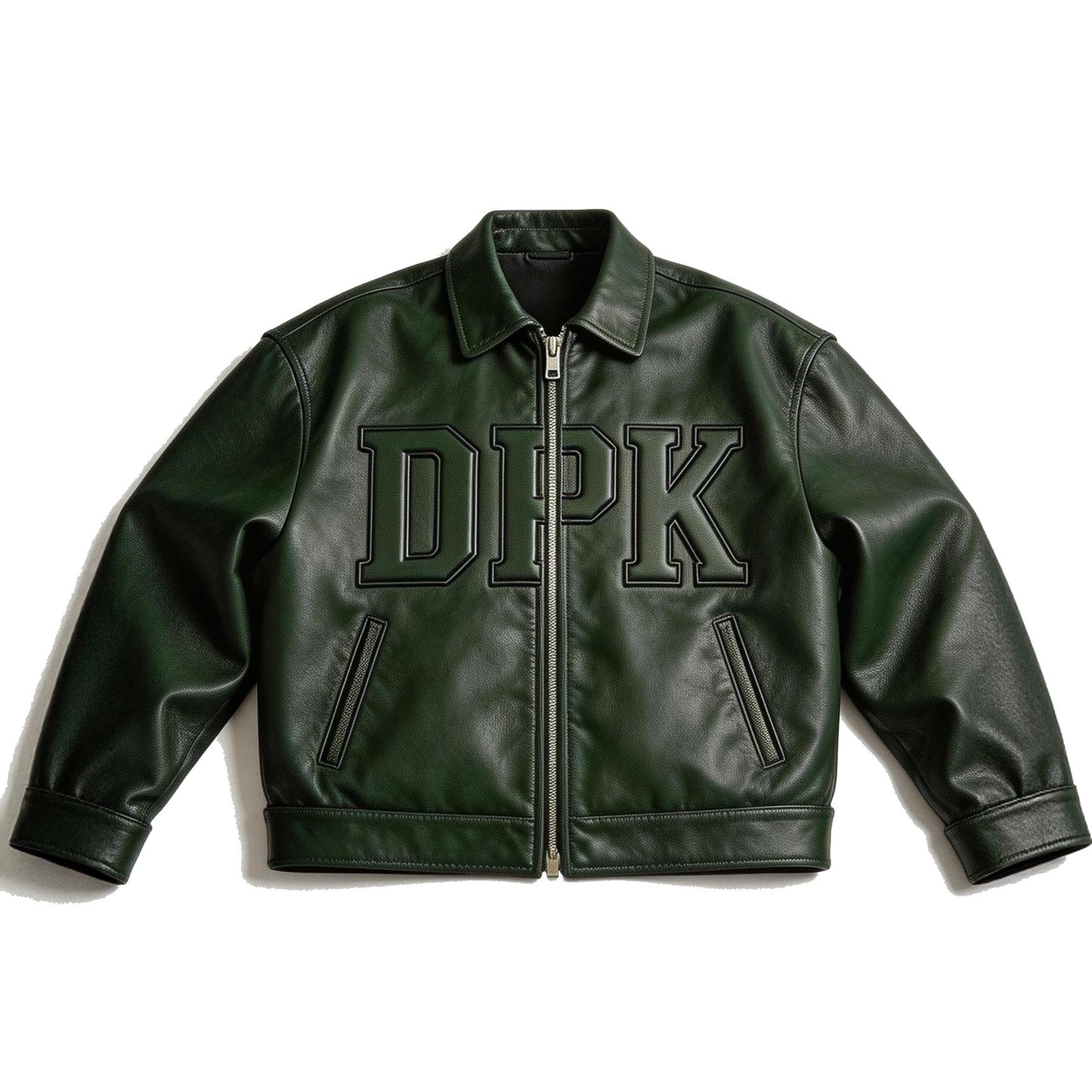 IN THE FUCKING VOID LEATER JACKET NIGHT GREEN