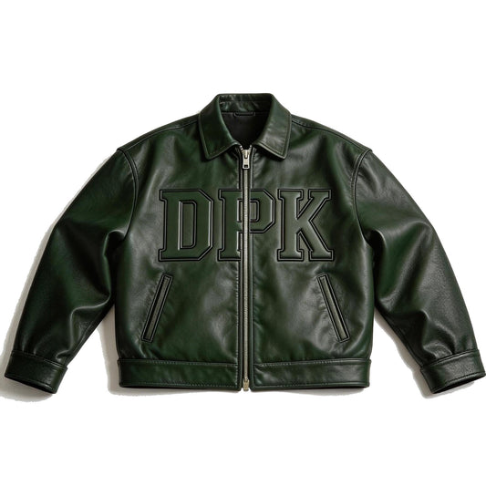 IN THE FUCKING VOID LEATER JACKET NIGHT GREEN