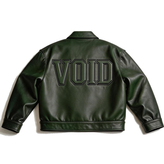 IN THE FUCKING VOID LEATER JACKET NIGHT GREEN